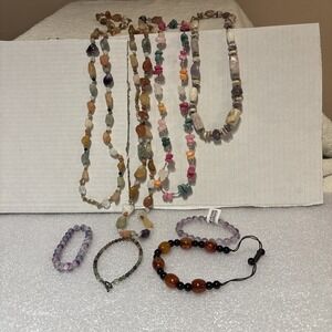 8 Piece Lot including Agate Jewelry Set & Bracelet, Neckalce 428g
